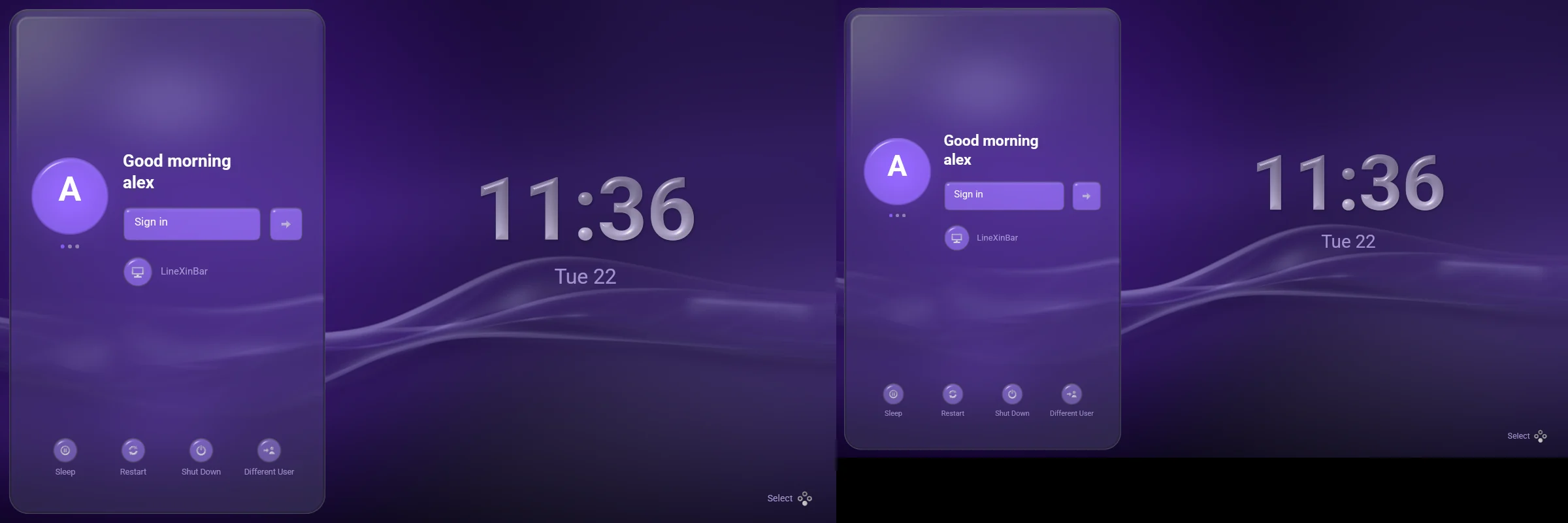 The login screen on two displays side by side